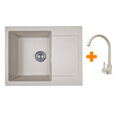 Набір кухонний Adamant Minimal, штучний камінь, прямокут., з крилом, 615х495х200мм, чаша - 1, врізна, Avena + змішувач