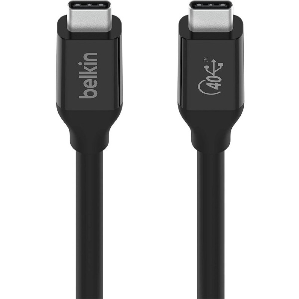 Кабель USB-C > USB-C заряджання/синхронізації Belkin 0.8м, 100Вт, Type-C, USB4, 40Гбс, чорний