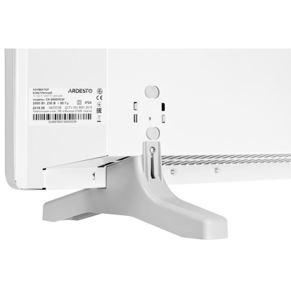 Конвектор ARDESTO CH-2000MCW 20м2, 2000Вт, мех. упр-ння, закр. нагрів. елемент, IP24, білий