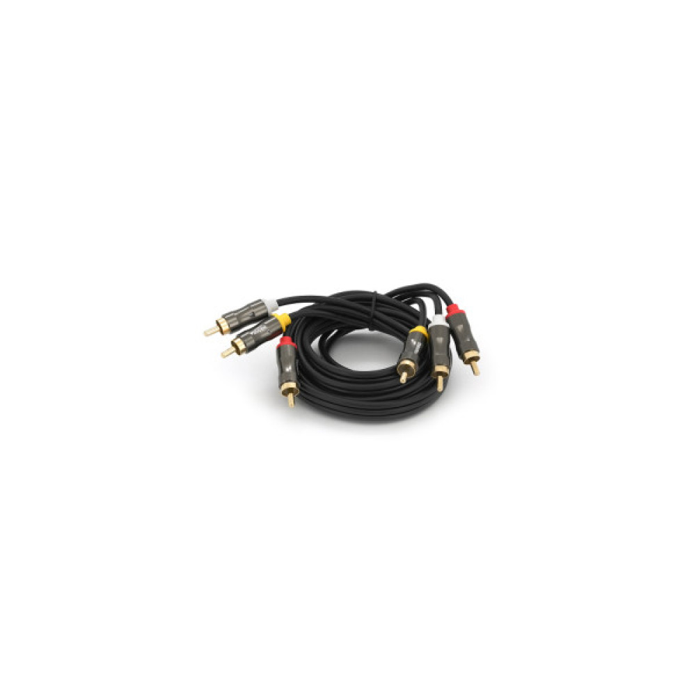 Кабель мультимедійний 3xRCA M to 3xRCA M 1.5m black VEGGIEG (YT-AV301)