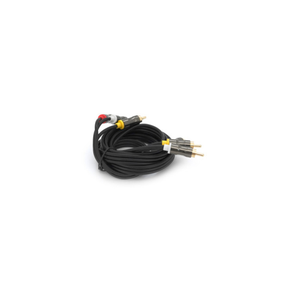 Кабель мультимедійний 3xRCA M to 3xRCA M 1.5m black VEGGIEG (YT-AV301)
