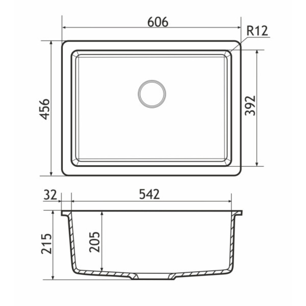 Мийка кухонна GRANADO Under top L white (gr3505)