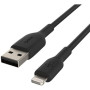 Кабель USB-A > Lightning заряджання/синхронізації Belkin 1м, 12Вт, PVC, чорний