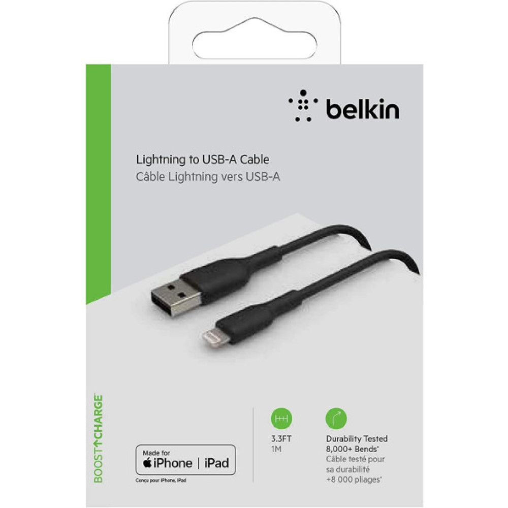 Кабель USB-A > Lightning заряджання/синхронізації Belkin 1м, 12Вт, PVC, чорний