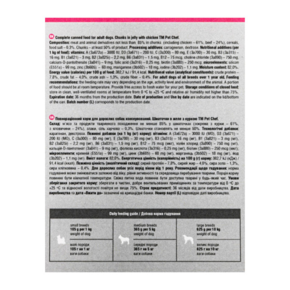 Вологий корм для собак Pet Chef З куркою 800 г (4820255193656)