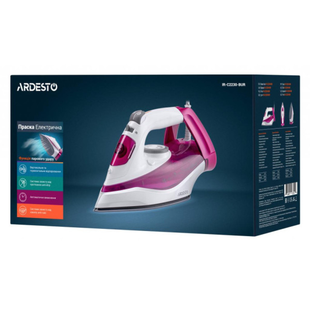 Праска ARDESTO IR-C2230-BUR / 2200Вт /300мл/пар/самоочищення /антикапля /ке (IR-C2230-BUR)
