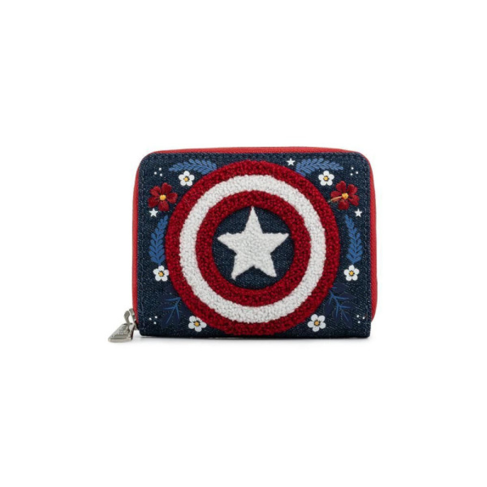Гаманець дитячий Loungefly LF Marvel - Captain America 80th Anniversary Floral Shield ZIP (MVWA0157)
