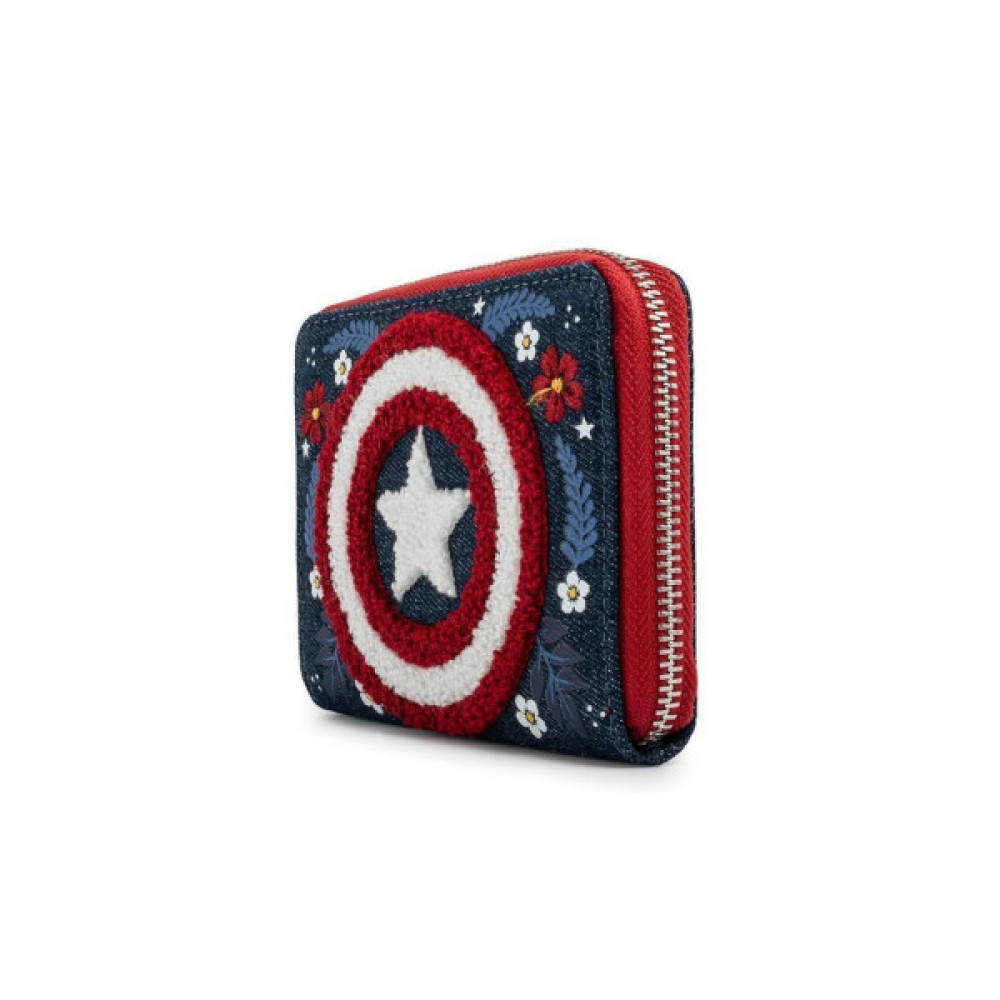 Гаманець дитячий Loungefly LF Marvel - Captain America 80th Anniversary Floral Shield ZIP (MVWA0157)
