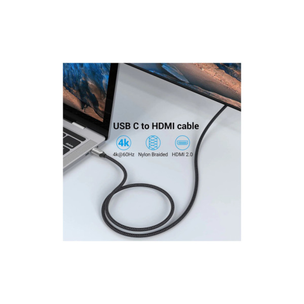 Кабель мультимедійний USB-C to HDMI M 2.0m V2.0 4K 60Hz black VENTION (CRBBH)
