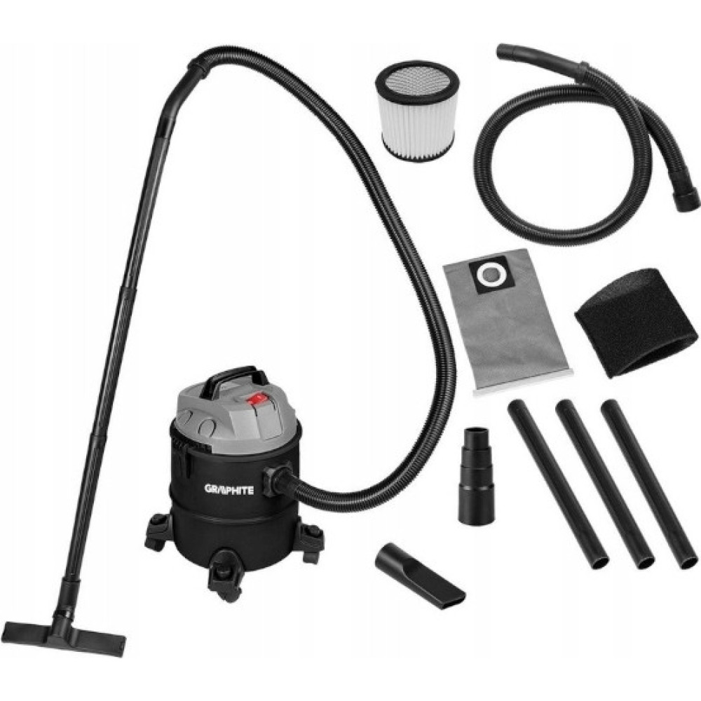 Пилосос професійний GRAPHITE 1200Вт 18кПа контейнер 20л колеса