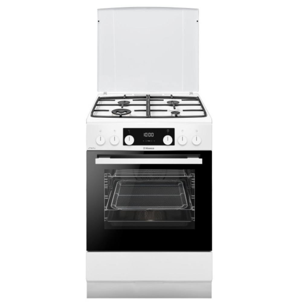 Плита Hansa комбінована, 77л, 60x60см, дисплей, конвекція, чавун, білий