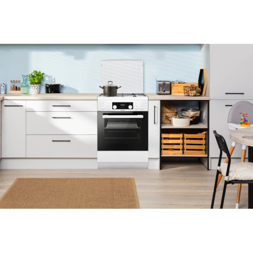 Плита Hansa комбінована, 77л, 60x60см, дисплей, конвекція, чавун, білий