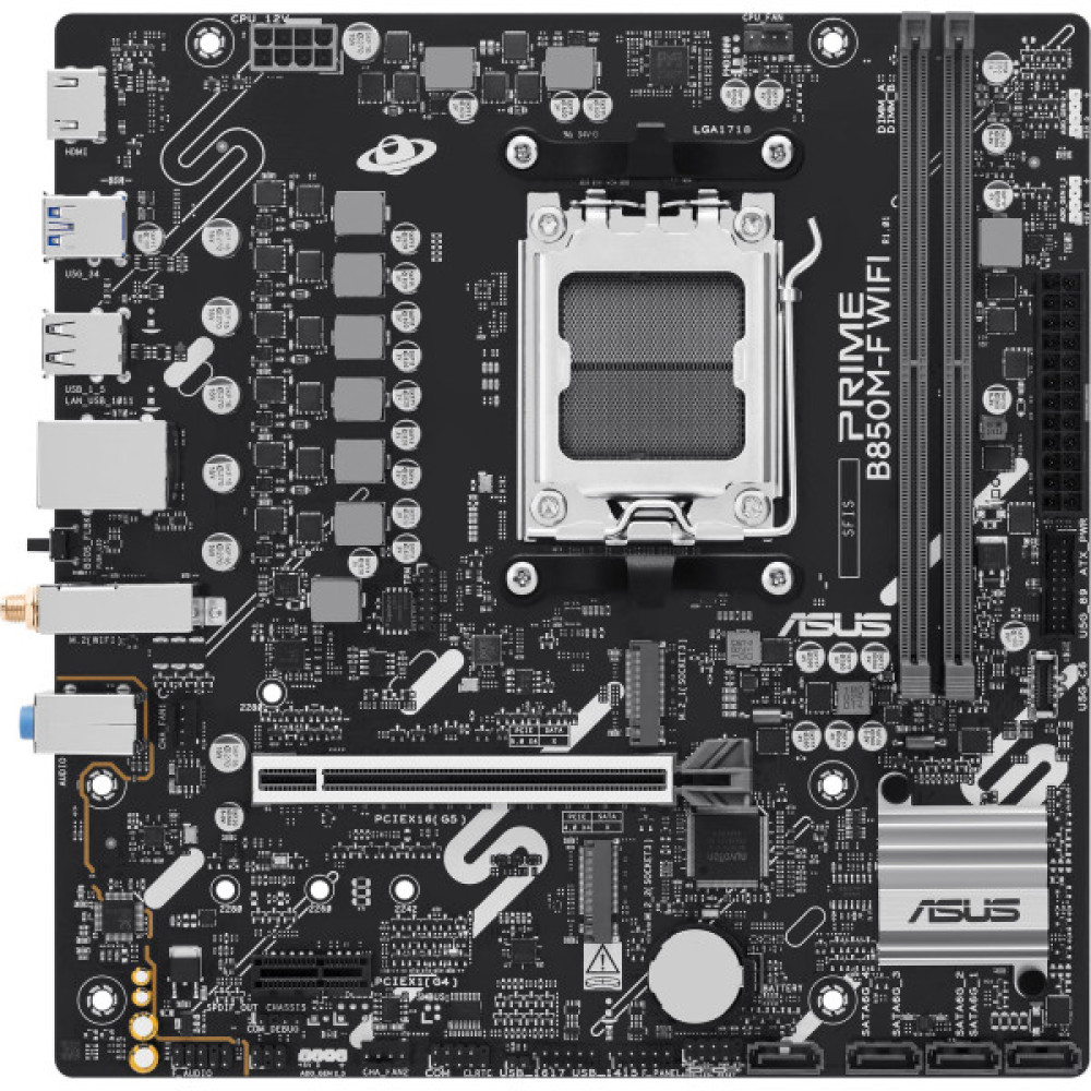 Материнcька плата ASUS PRIME B850M-F WIFI sAM5 B850 2xDDR5 M.2 HDMI Wi-Fi BT mATX