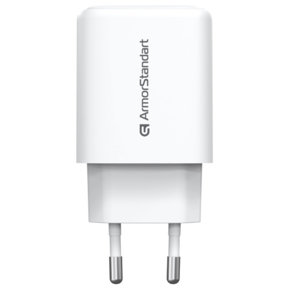 Зарядний пристрій Armorstandart 1xUSB-C + 1xUSB 25W GaN white (ARM89532)