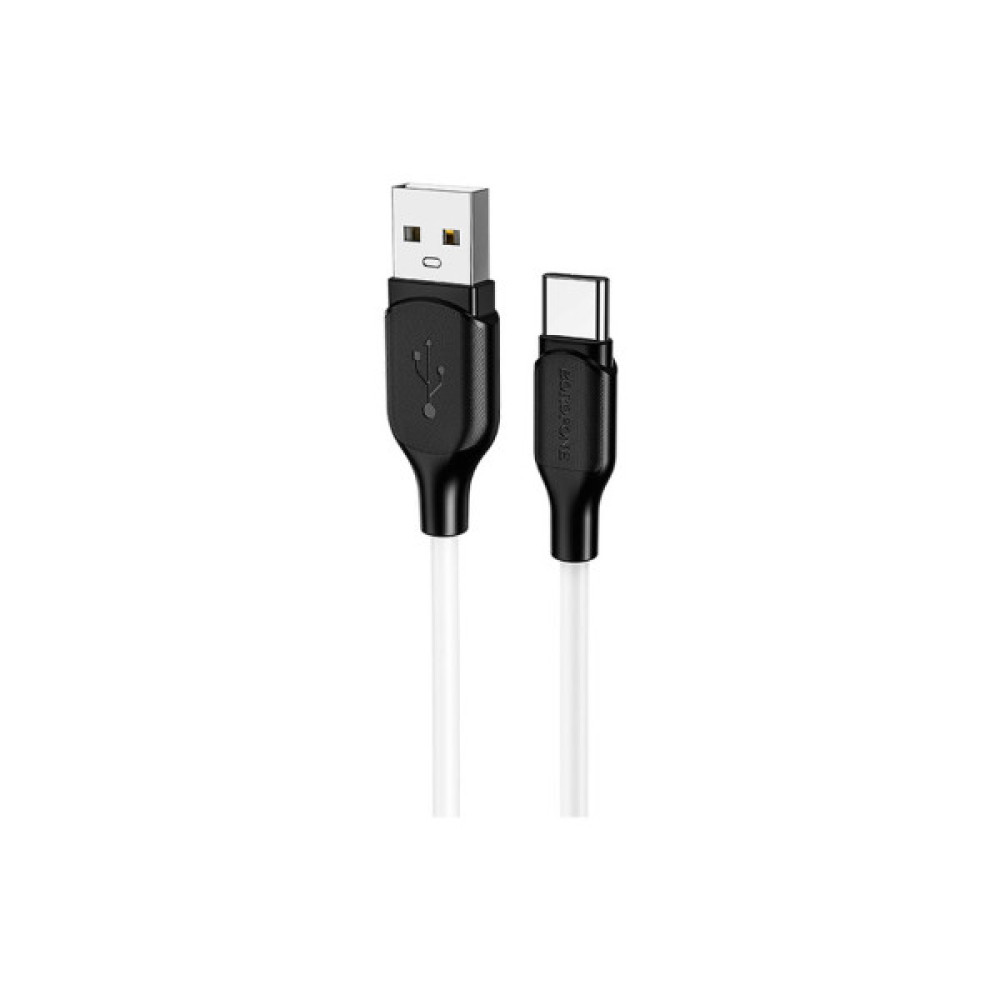 Дата кабель USB 2.0 AM to USB-C 1.0m 3A silicone BX42 white BOROFONE (6931474736772)