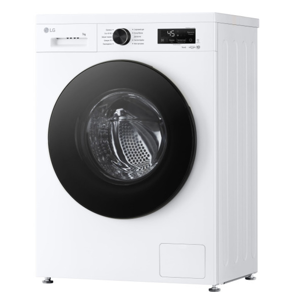Пральна машина LG фронтальна, 7кг, 1200, A, 44см, дисплей, пара, інвертор, білий