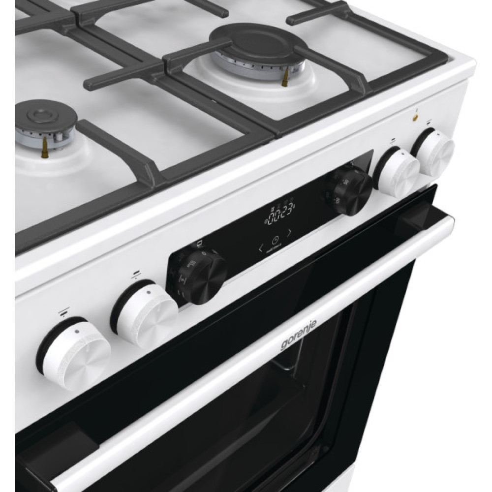 Плита Gorenje комбінована, 71л, 60x60см, дисплей, IconLed, чавун, білий