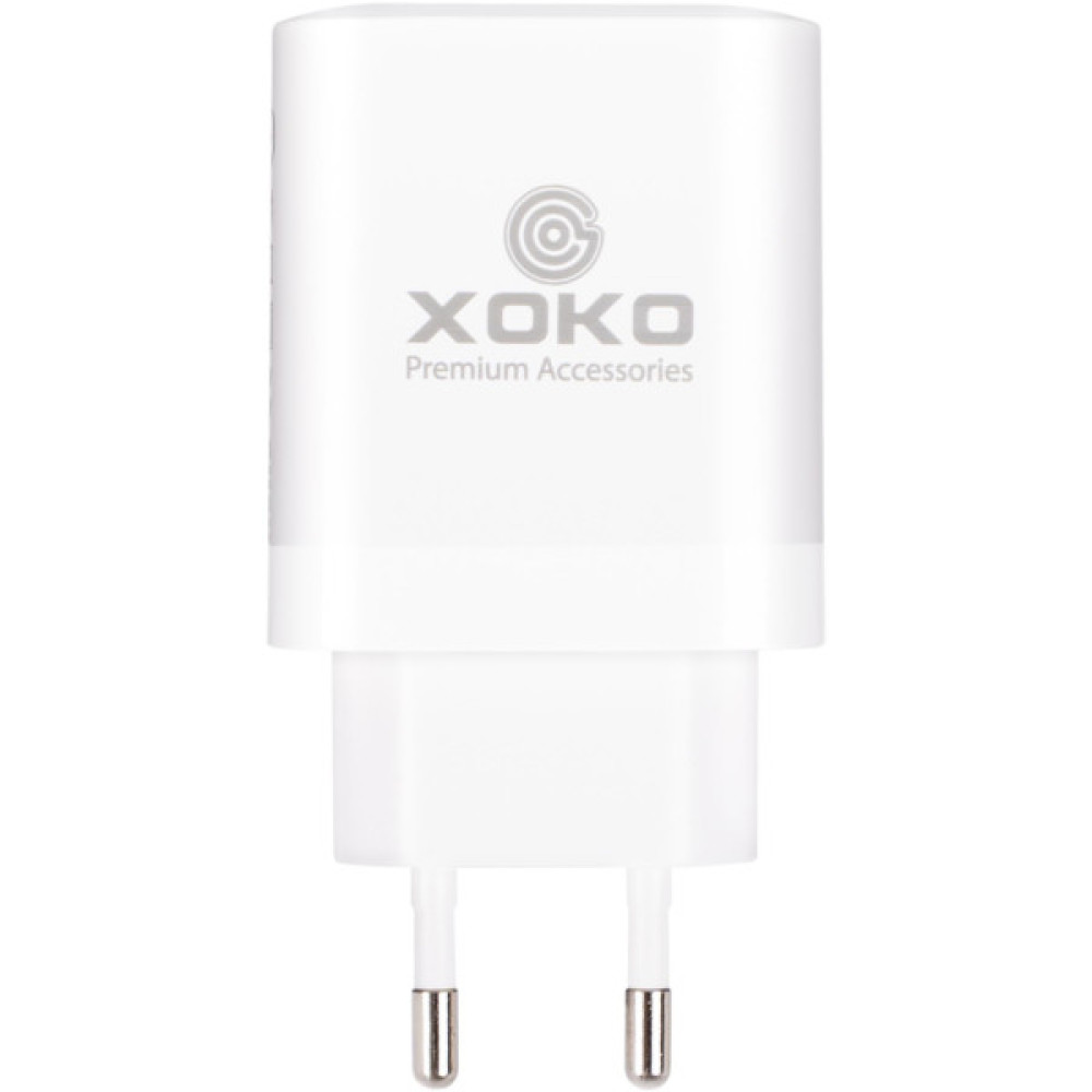 Зарядний пристрій XoKo 1xUSB-C PD65W + 1xUSB QC3.0 GaN white (XK-QC-620)