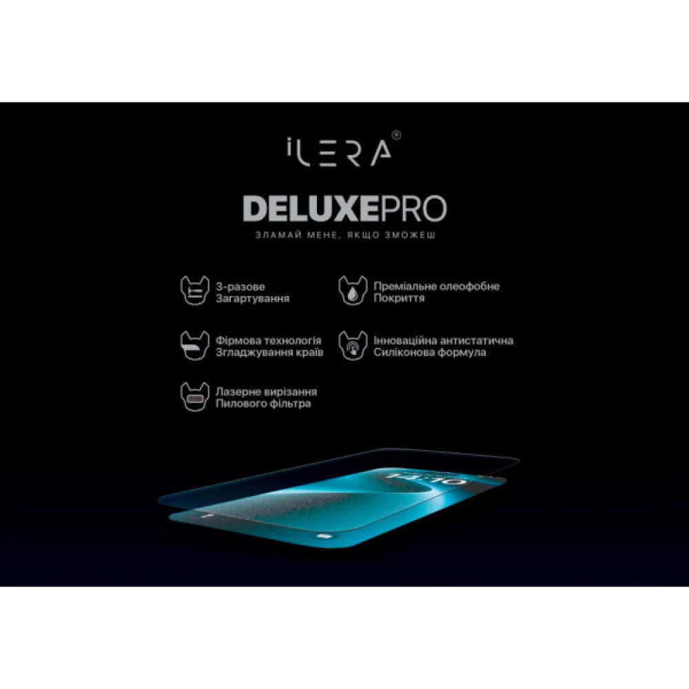 Скло захисне iLera DeLuxe Original Glass iPhone 16 Pro Max (ILFCDL16PRMAX)