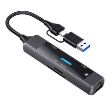 Концентратор XoKo USB-C 5-in-1 USB 3.0 + USB 2.0 + SD/TF + RJ45 100Mbps silver (XK-AC-350) Концентратор XoKo USB-C 5-in-1 USB 3.0 + USB 2.0 + SD/TF + RJ45 100Mbps silver (XK-AC-350)