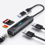 Концентратор XoKo USB-C 5-in-1 USB 3.0 + USB 2.0 + SD/TF + RJ45 100Mbps silver (XK-AC-350)
