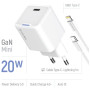 Зарядний пристрій ColorWay C101D GaN Mini 20W PD PPS USB-C + cable USB-C to Lightning white (CW-CHS059PDL-WT)