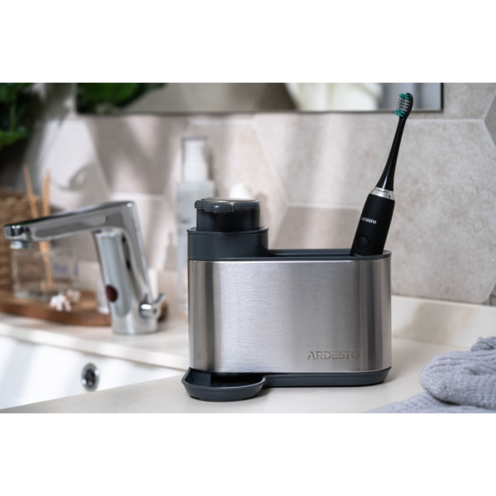 Органайзер для миючих засобів ARDESTO Minimalism, 8х12.7х16см, пластик, нержавіюча сталь, сірий