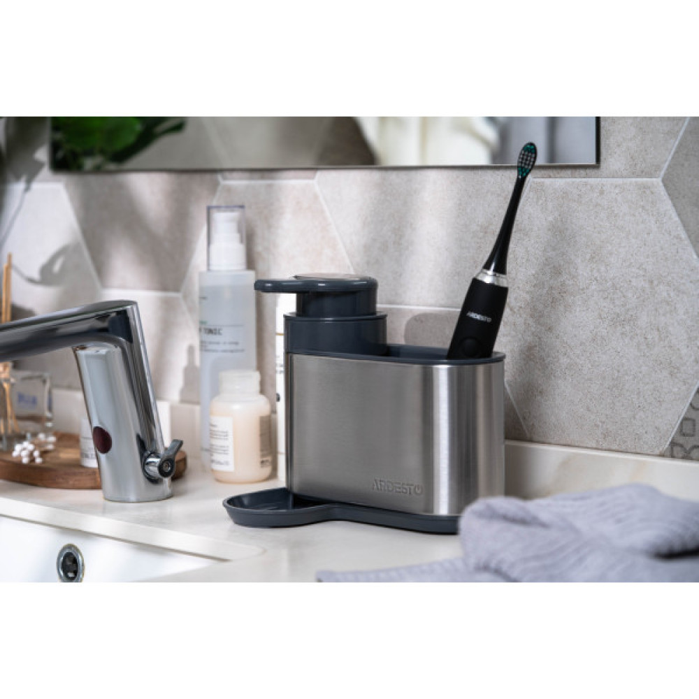 Органайзер для миючих засобів ARDESTO Minimalism, 8х12.7х16см, пластик, нержавіюча сталь, сірий