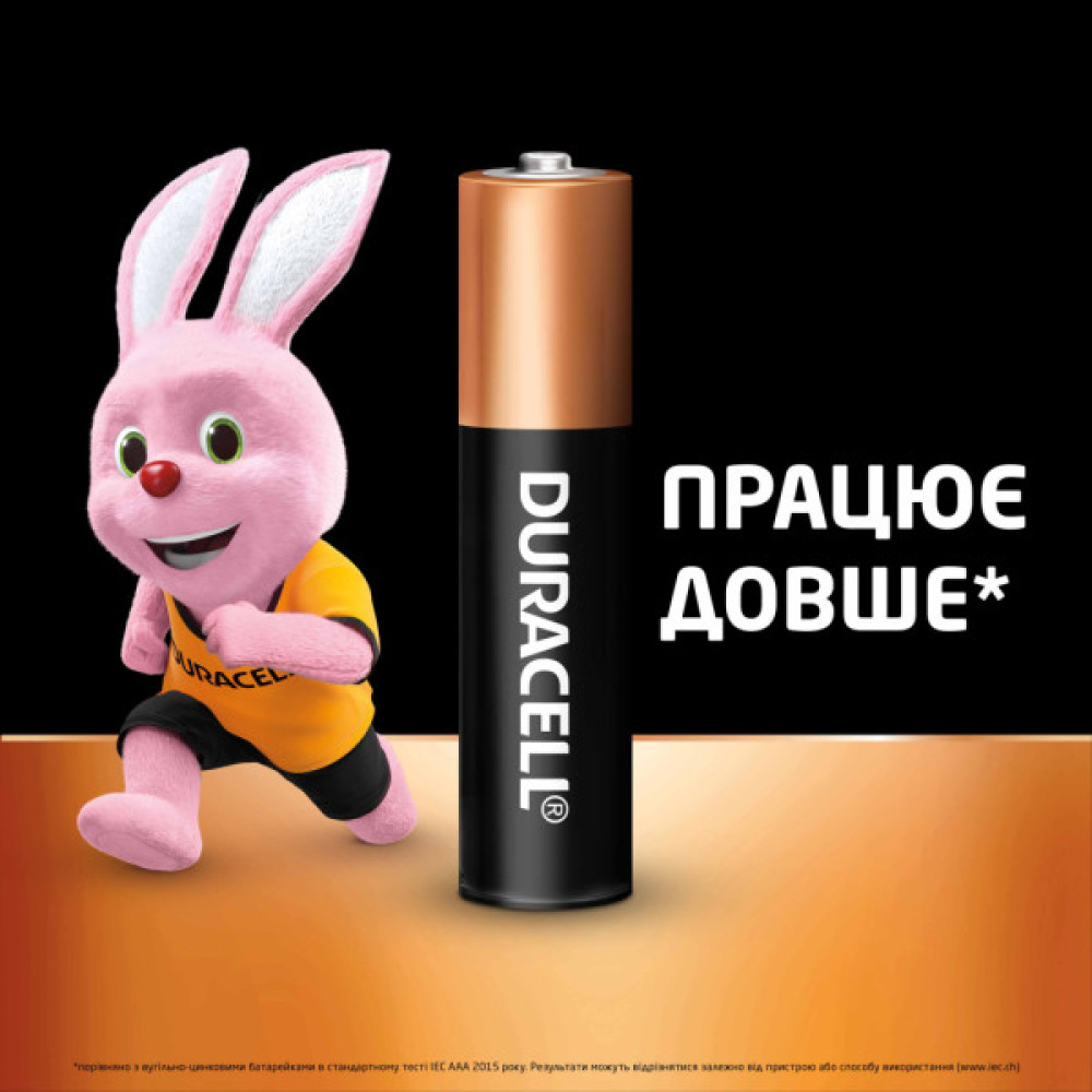 Батарейка Duracell AAA лужні 4 шт. в упаковці (5000394052543 / 81545421)