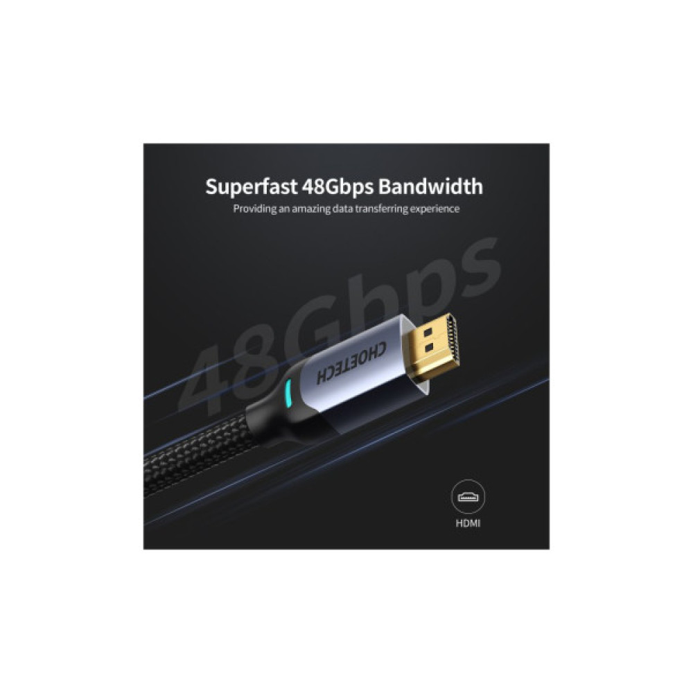 Кабель мультимедійний HDMI M to HDMI M 2.0m V2.1 8K60Hz HDR10 HLG Choetech (XHH01-BK)