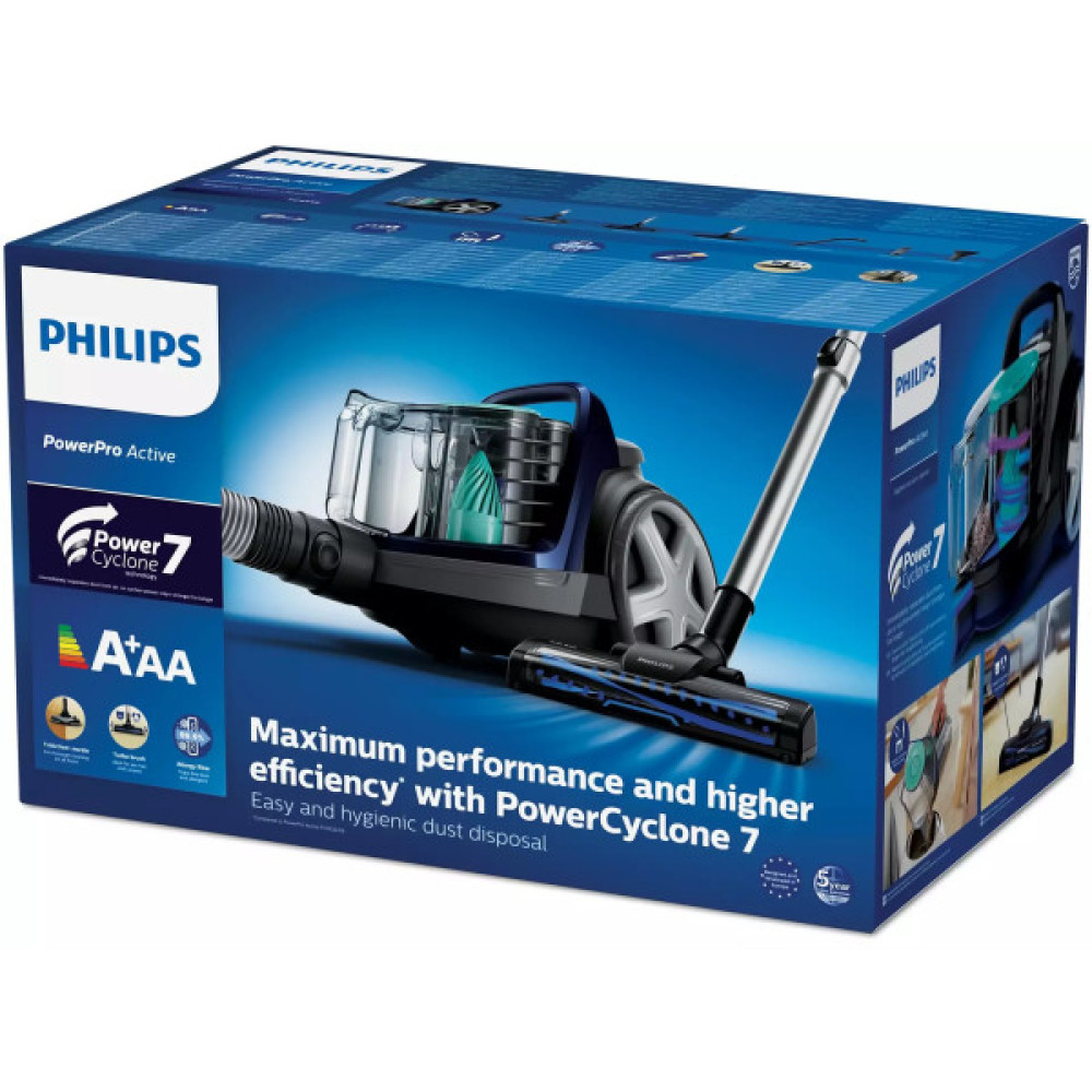 Пилосос Philips контейнерний 5000 series, 900Вт, конт пил -1,5л, НЕРА, турбощітка, синій