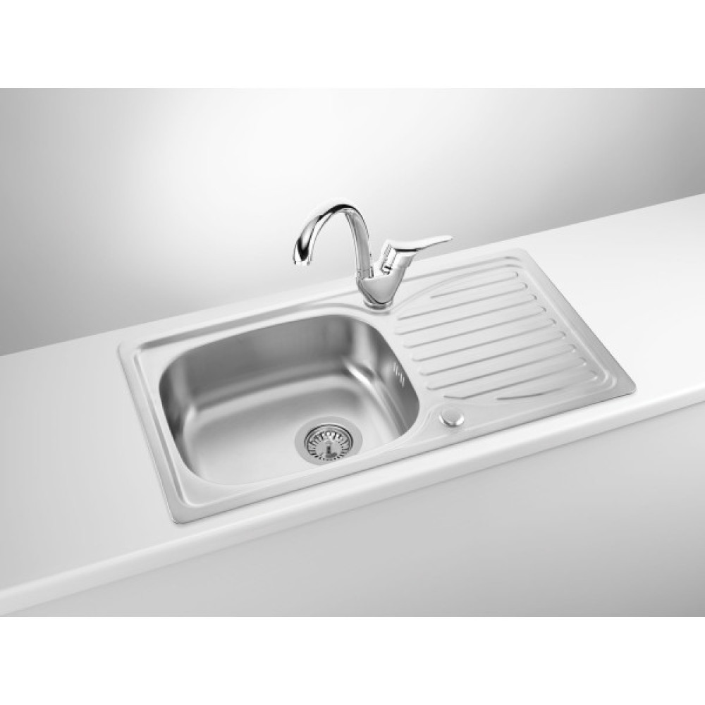 Набір для кухні Deante Doppio, сталева мийка ZEN_0113 + змішувач BYU_060M, сатін