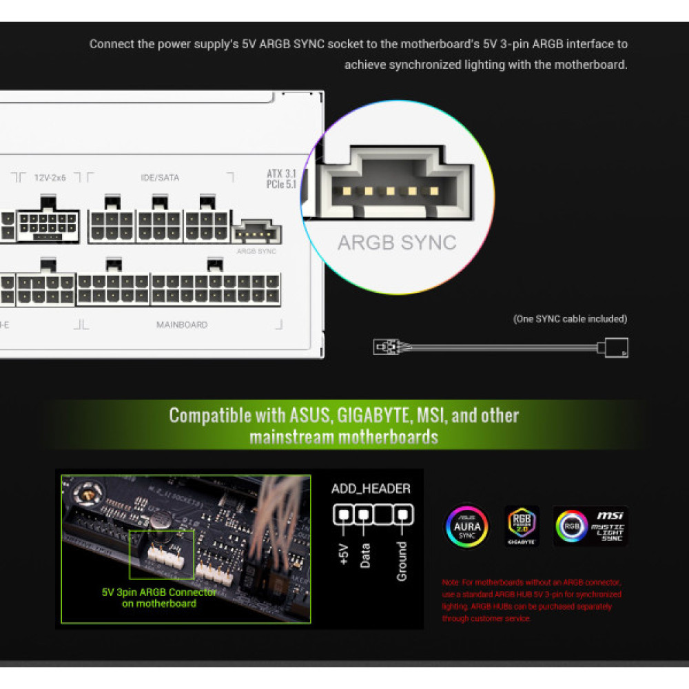 GAMEMAX RGB PRO 1050G WH