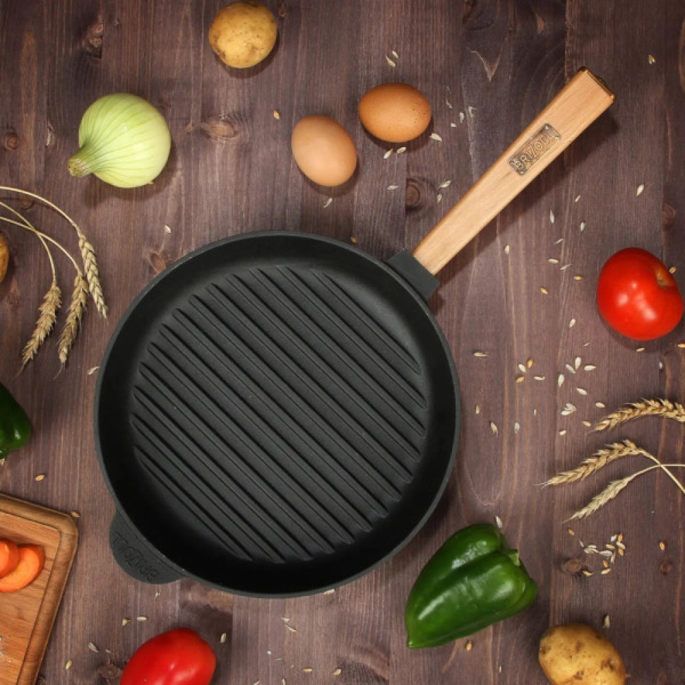 Сковорода Brizoll Optima чавунна Гриль з ручкою 260х40 мм (O2640G-P)