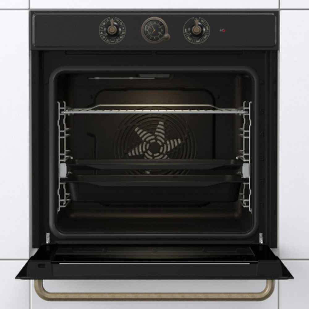 Духова шафа Gorenje електрична, 77л, A+, пара, дисплей, чорний матовий