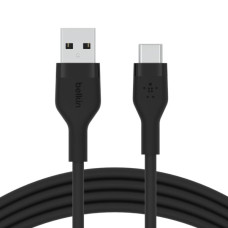 Кабель USB-A > USB-C заряджання/синхронізації Belkin 3м, 15Вт, Type-C, силіконовий з кліпсою, чорний