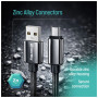Дата кабель USB 2.0 AM to USB-C 1.0m 3A zinc alloy braided black ColorWay (CW-CBUC098-BK)