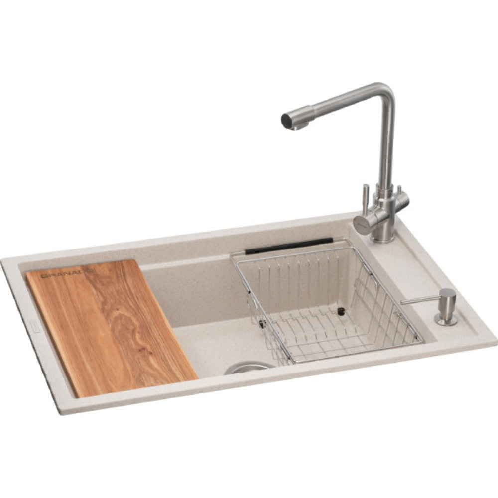 Мийка кухонна GRANADO Optimal Estella terra (+ змішувач Badalona LUX inox + дозатор Redondo inox + кошик+дошка) (ksg0203)