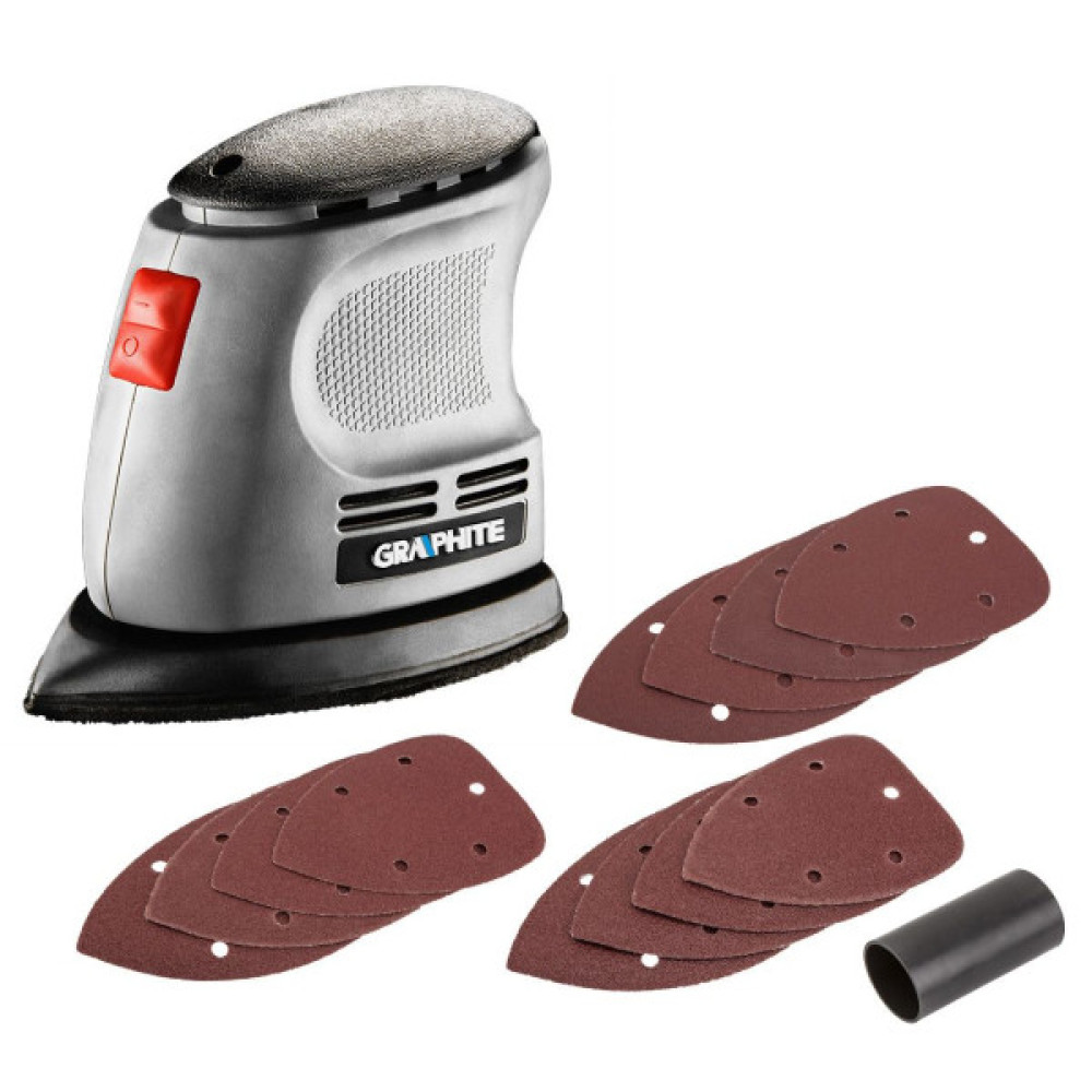 Шліфмашина вібраційна GRAPHITE Delta 105Вт платформа 140х140х97 24000кол/хв 0.87кг