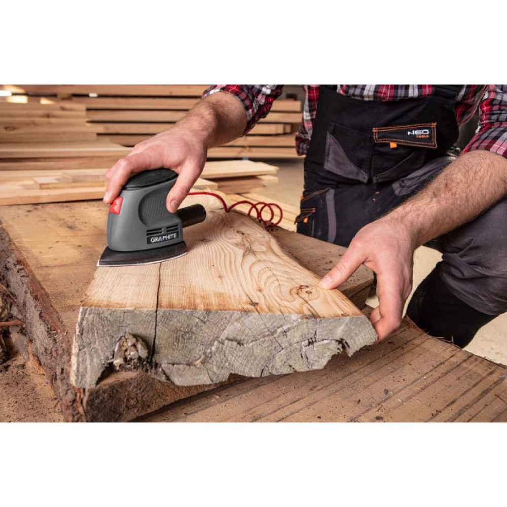 Шліфмашина вібраційна GRAPHITE Delta 105Вт платформа 140х140х97 24000кол/хв 0.87кг