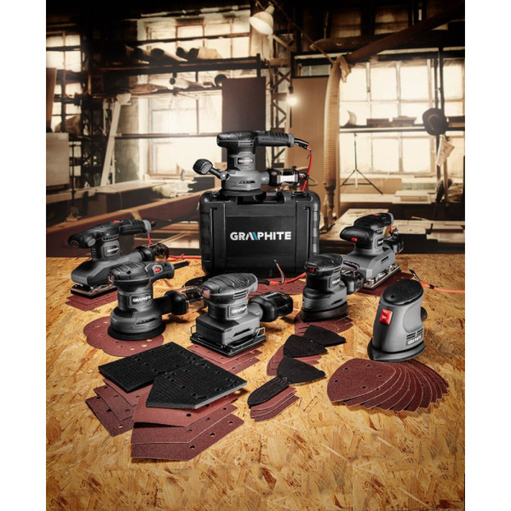 Шліфмашина вібраційна GRAPHITE Delta 105Вт платформа 140х140х97 24000кол/хв 0.87кг