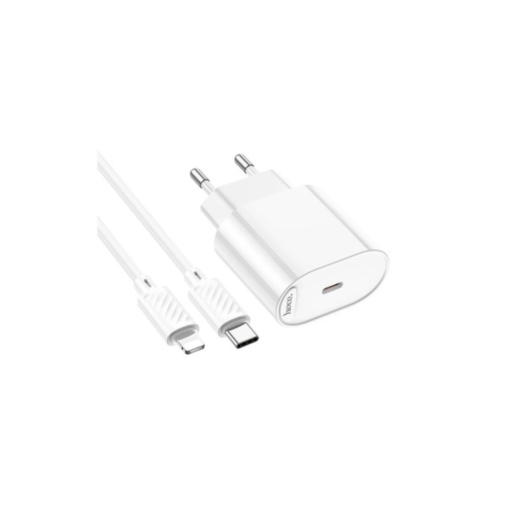 Зарядний пристрій HOCO C109A USB-C PD20W + cable USB-C to Lightning white (6942007656665)