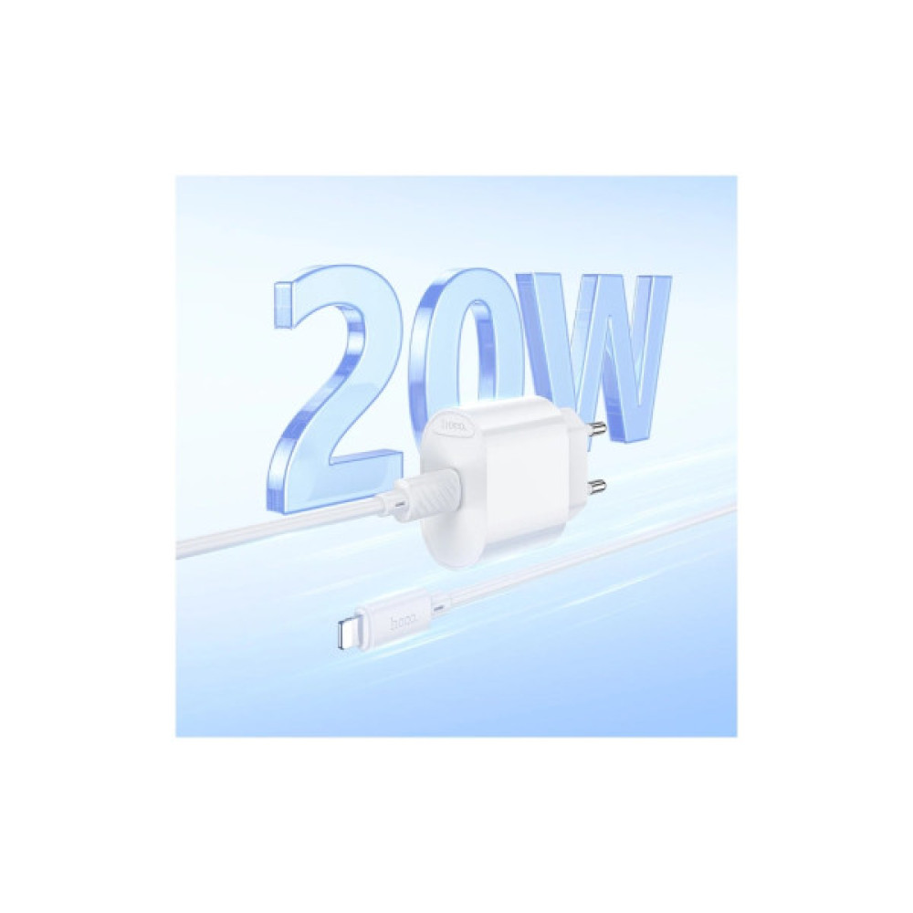 Зарядний пристрій HOCO C109A USB-C PD20W + cable USB-C to Lightning white (6942007656665)