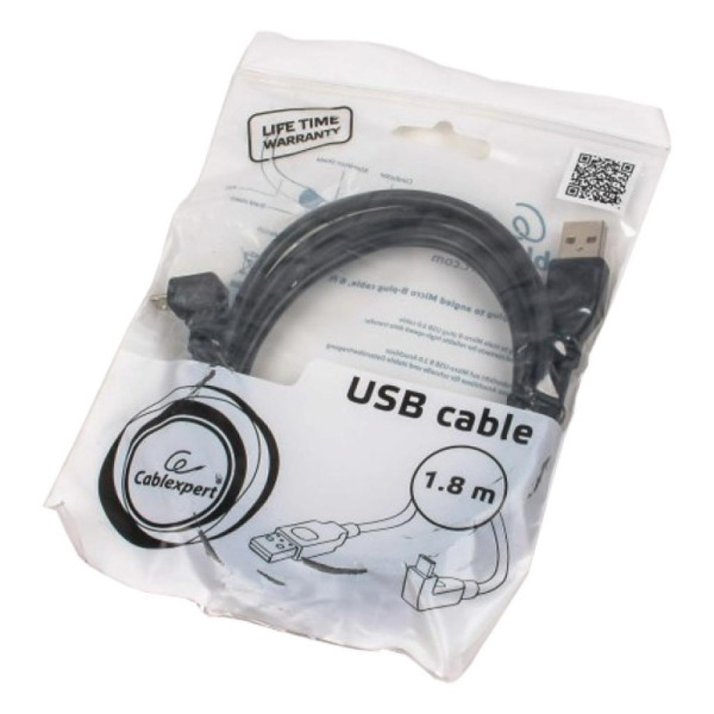 Дата кабель USB 2.0 AM to Micro 5P 1.8m 90° corner Cablexpert (CCP-mUSB2-AMBM90-6)