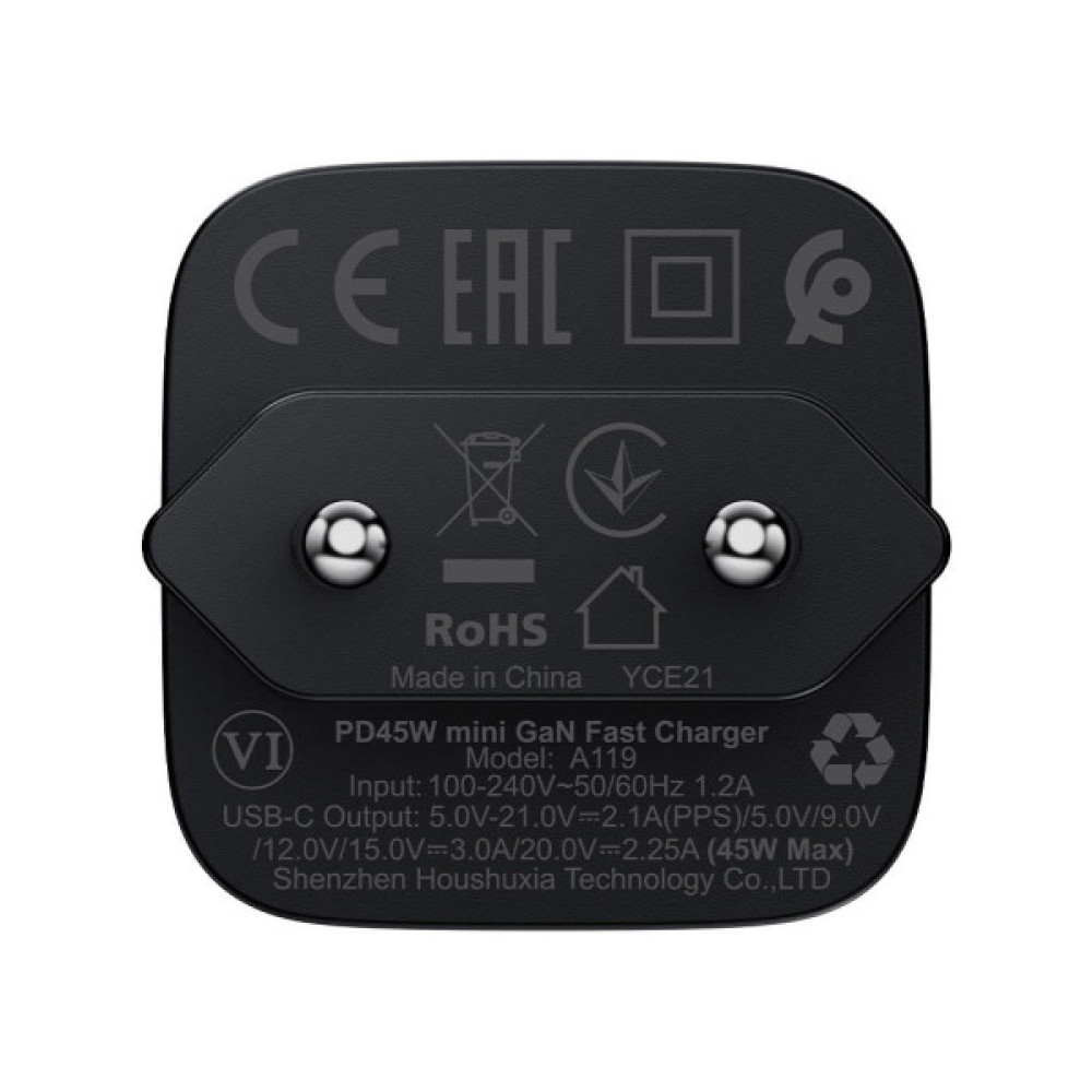 Зарядний пристрій Acefast USB-C 45W GaN black (6974316285007)