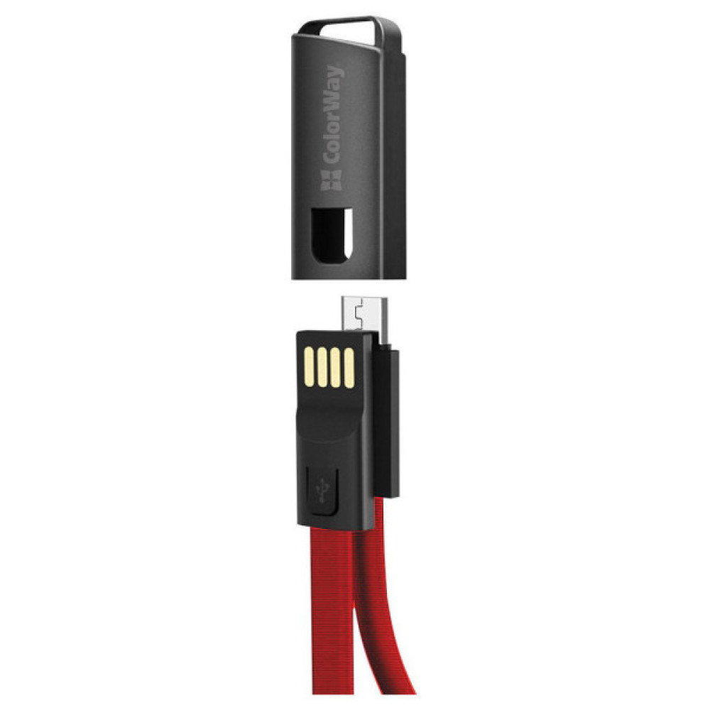 Дата кабель USB 2.0 AM to Micro 5P 0.22m red ColorWay (CW-CBUM022-RD)