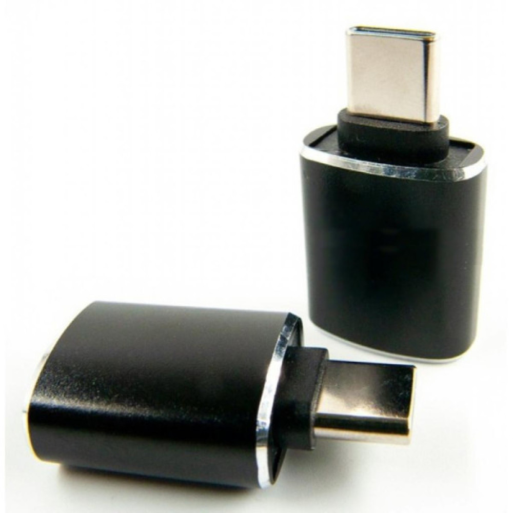 Дата кабель OTG USB 2.0 AF to USB-C black Dengos (ADP-018)