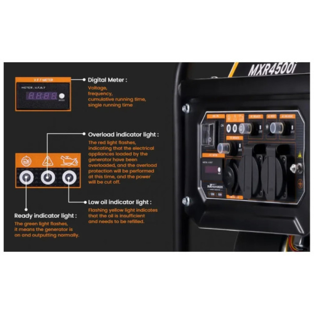 Генератор maXpeedingRODS MXR4500i (3,5 kW), 220V, 50Hz, 7.5л, ручний запуск (mxr4500i)