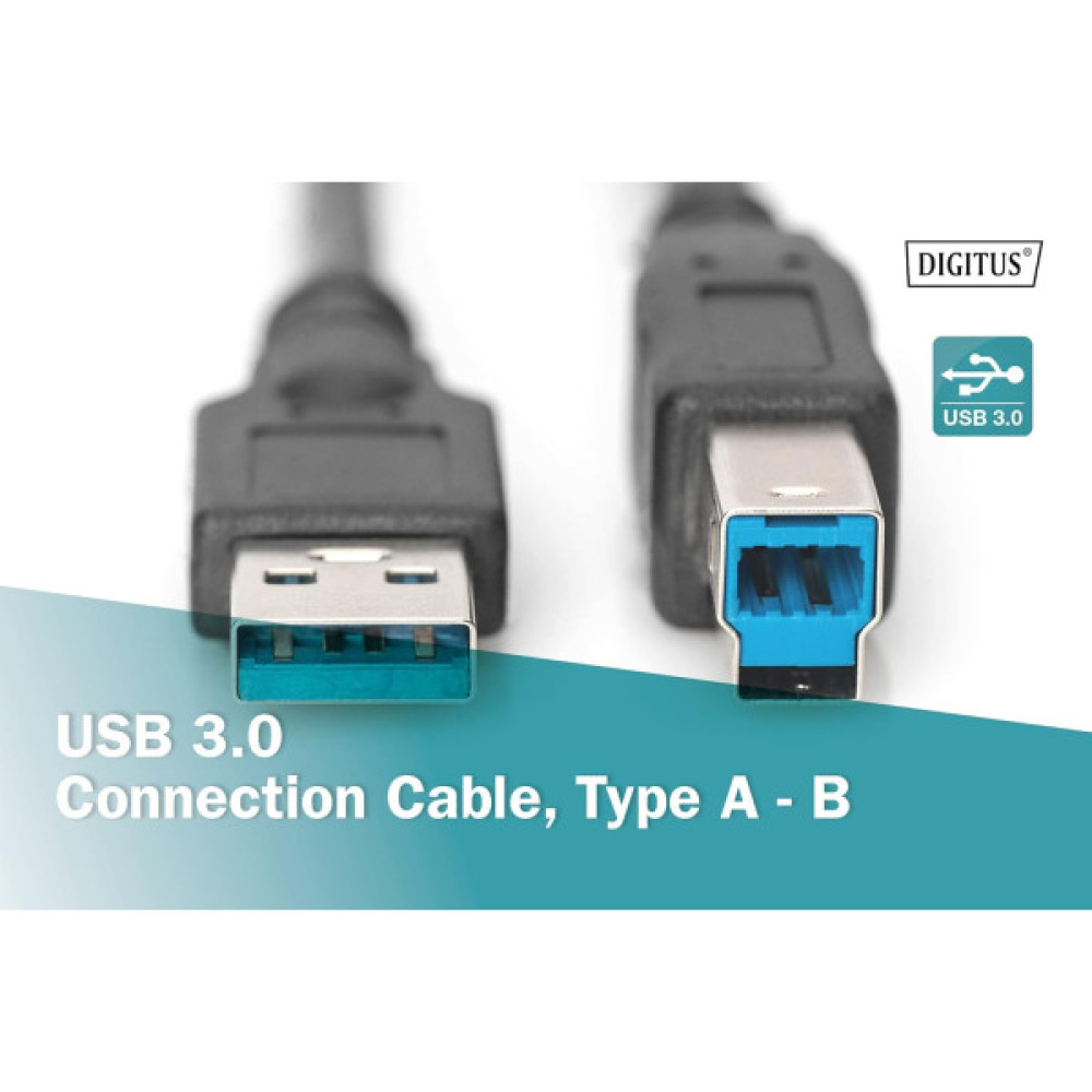 Кабель DIGITUS USB 3.0 (AM/BM) 1.8м, чорний