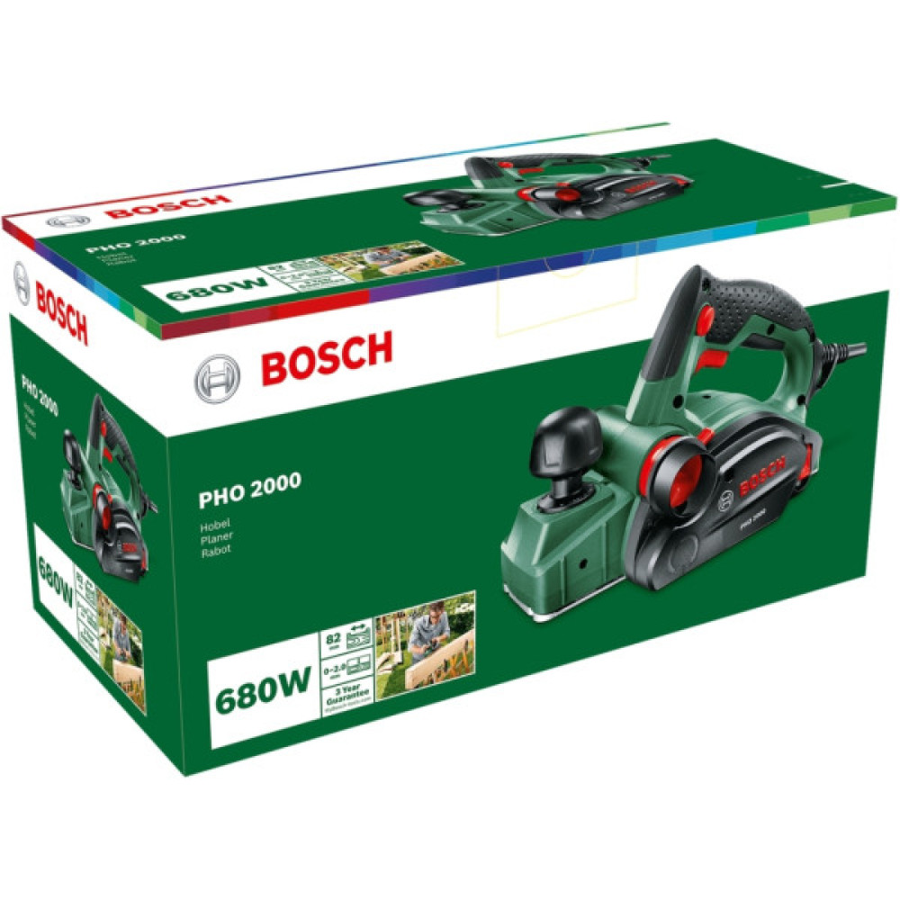 Електрорубанок Bosch PHO 2000, 680W, 80мм, стругання до 2мм, 2.58кг (0.603.2A4.100)